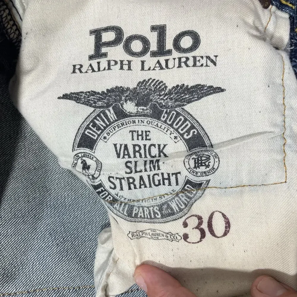 Polo Ralph Lauren Jeans Men’s 32x30 Blue Wash Varick Slim Straight Premium Denim